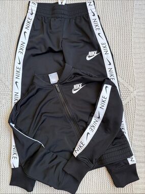 Nike Black and White Logo Tape Track Jacket & Pants